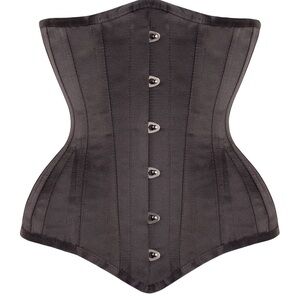 Black Satin Longline Underbust Corset – Size 22 – Barely Worn – Steel Boned